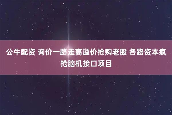 公牛配资 询价一路走高溢价抢购老股 各路资本疯抢脑机接口项目