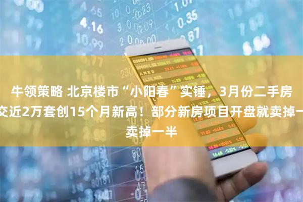 牛领策略 北京楼市“小阳春”实锤，3月份二手房成交近2万套创15个月新高！部分新房项目开盘就卖掉一半